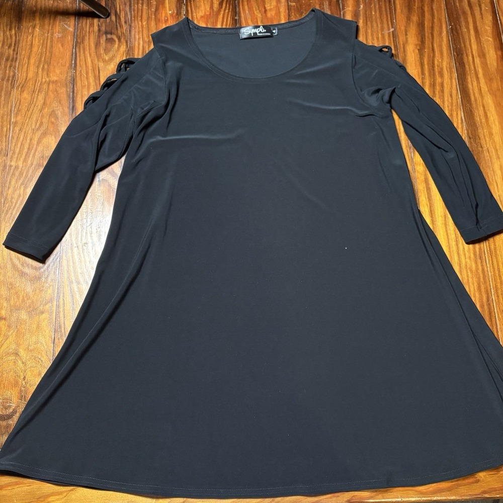 Sympli Black Cold Lattice Shoulder Detail Blouse Quiet Luxury Designer Sz 4 A151